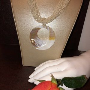 Tropical mother of pearl beaded necklace